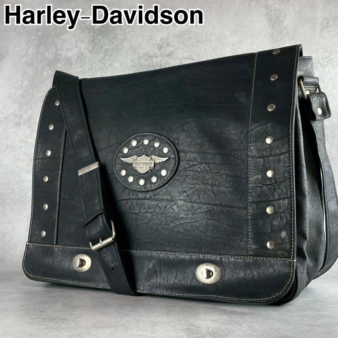希少✨Harley Davidson ショルダーバッグ レザー ロゴ金具 黒