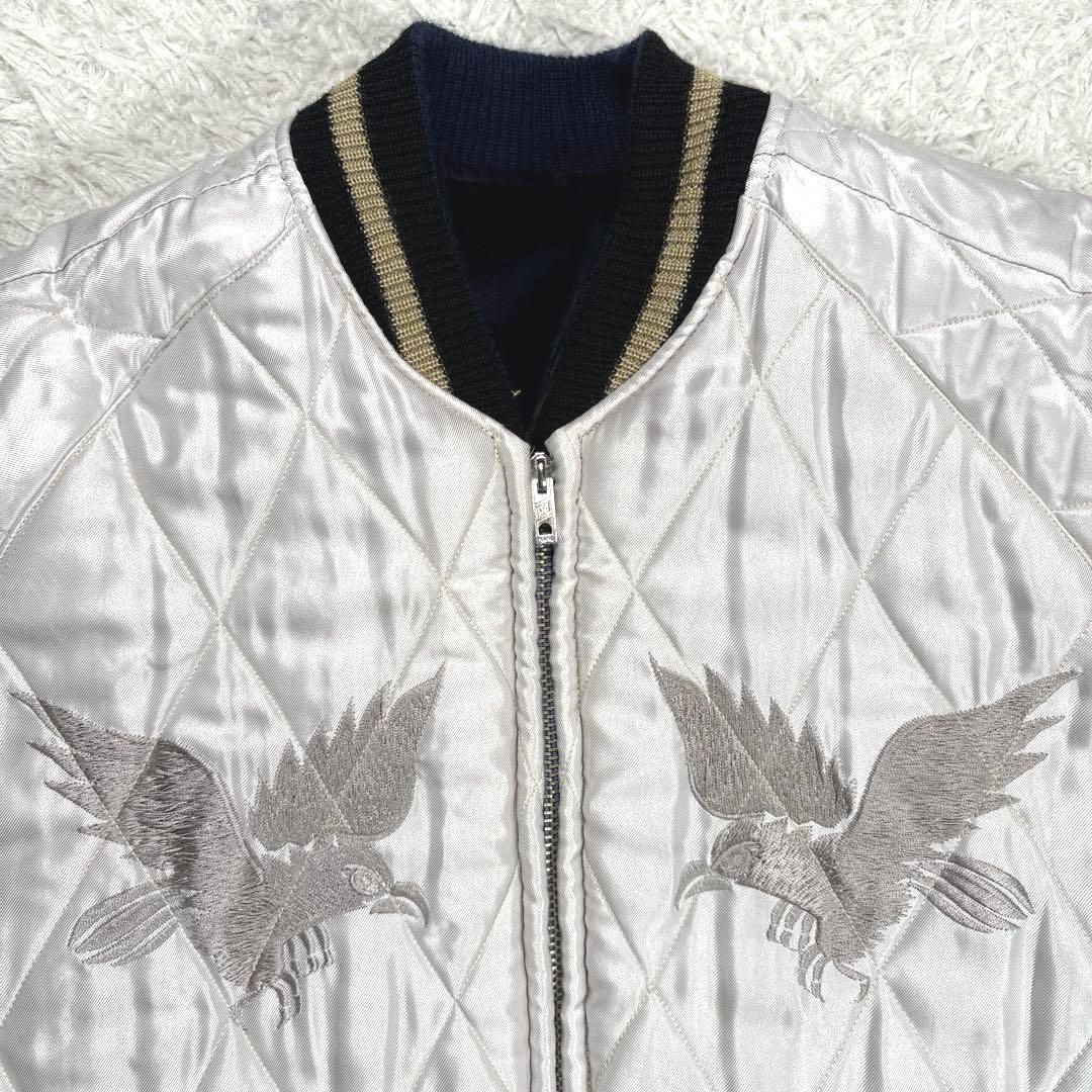✨美品・希少・別珍✨テーラー東洋　スカジャン　リバーシブル　サテンキルト　紺×銀