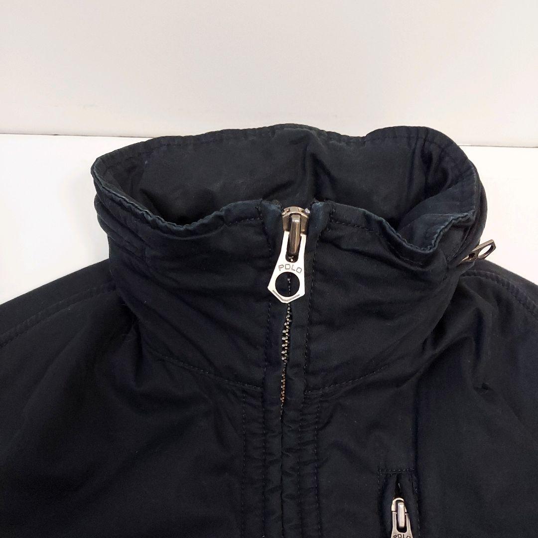 90s ポロバイラルフローレン 異素材レイヤード 裏起毛 ブルゾン L 黒