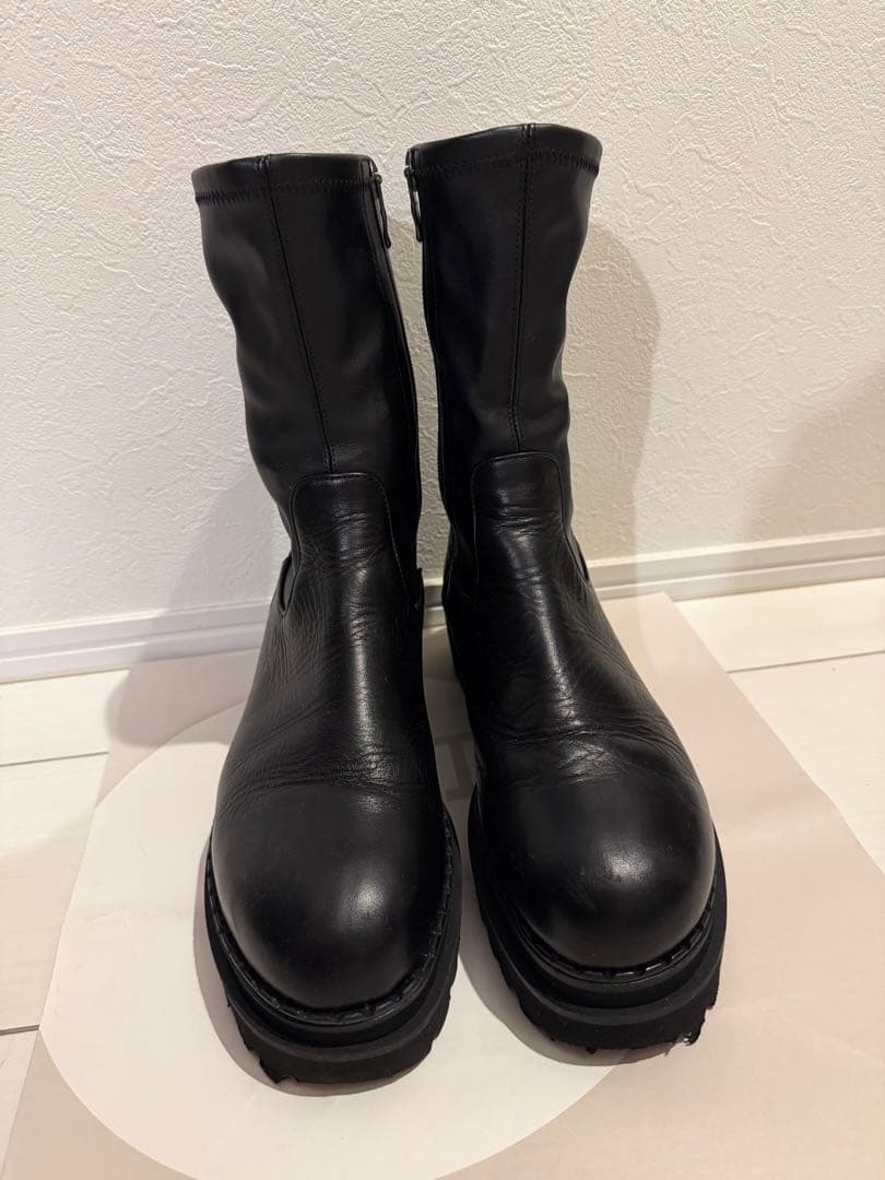 ＊ダイアナ＊黒 レザー 厚底 ジッパーショートブーツ