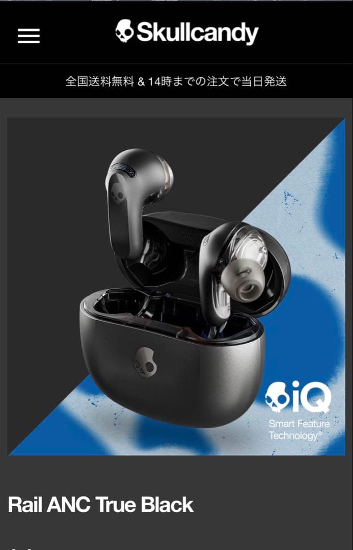 イヤホン Skullcandy Rail ANC True Black