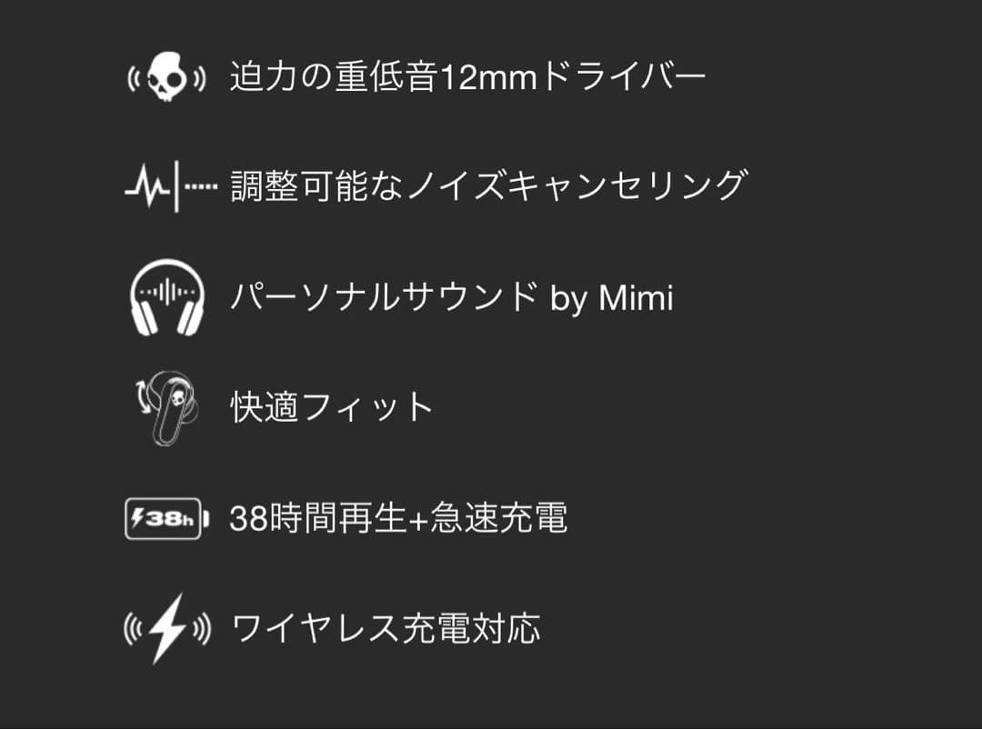 イヤホン Skullcandy Rail ANC True Black