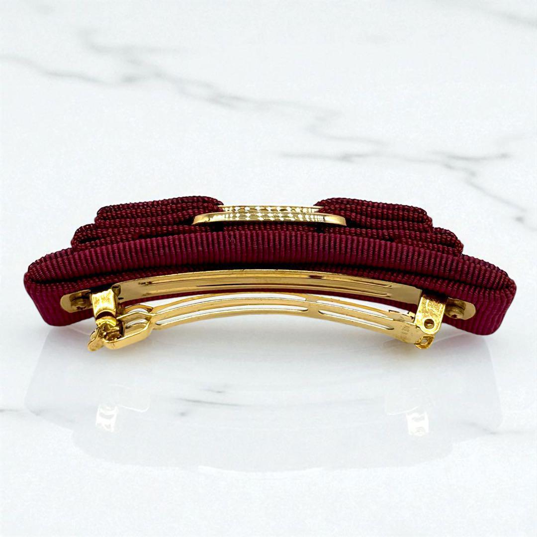 【美品】サルヴァトーレフェラガモ ヴァラリボン バレッタ　レッド　フェラガモ