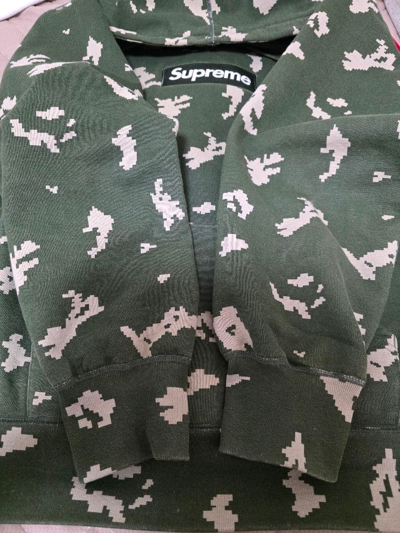 Supreme パーカー Lサイズ カーキ オリーブ カモフラ フーディー　美品