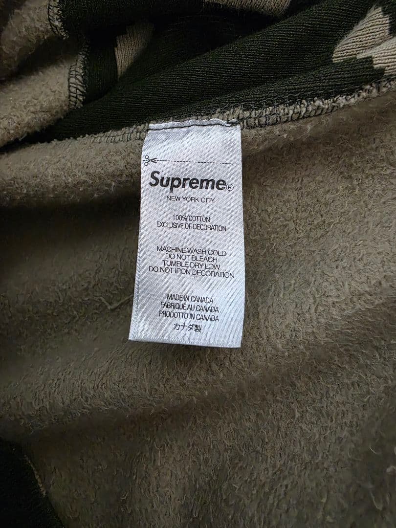 Supreme パーカー Lサイズ カーキ オリーブ カモフラ フーディー　美品