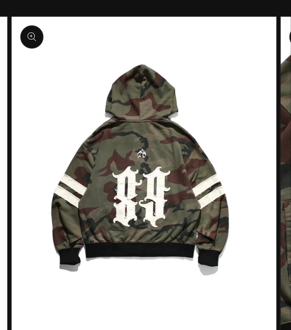 Antimid迷彩柄フード付きクロップドパーカーアンチミッド