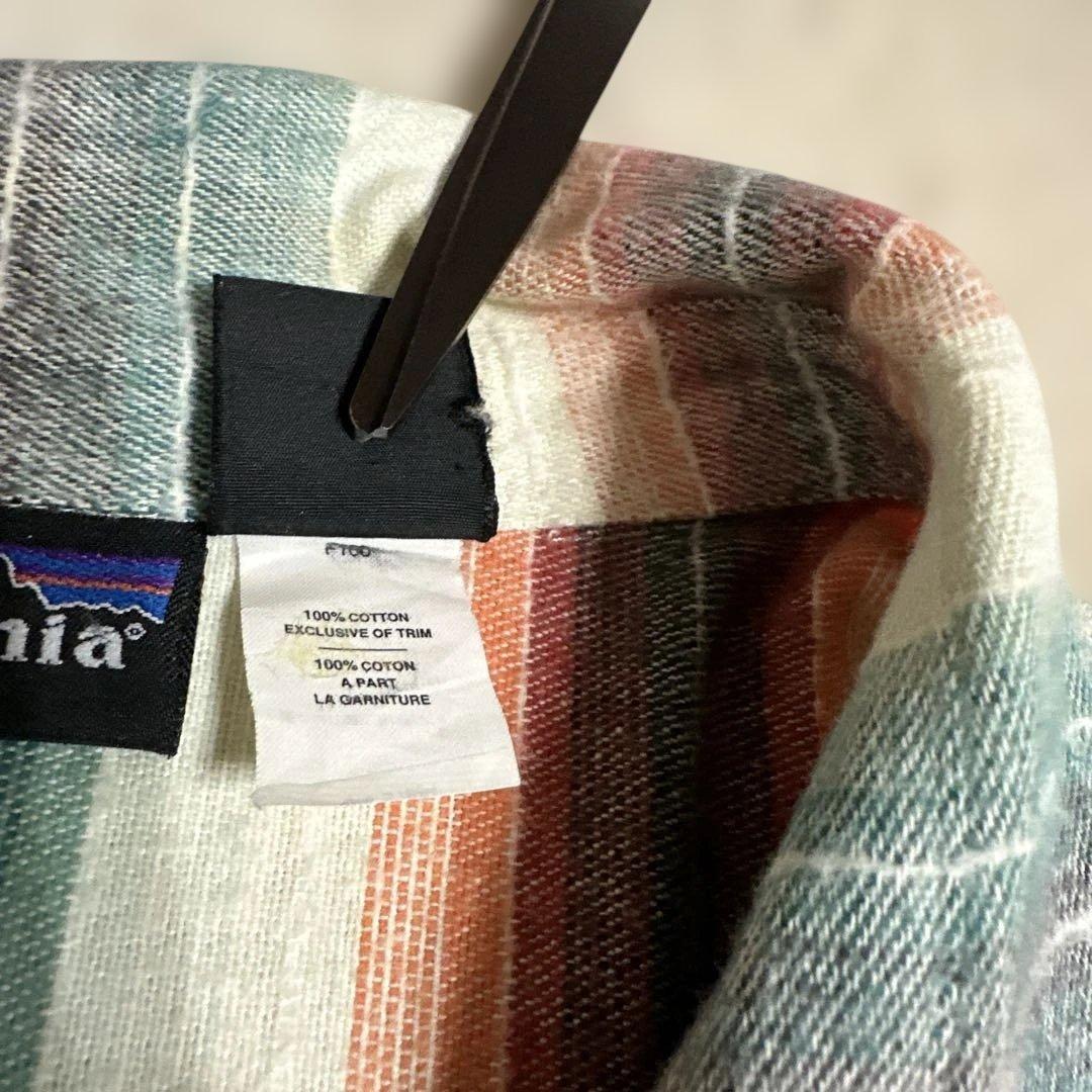 パタゴニア　ストライプ フランネルネルシャツ　サイズL ポルトガル製