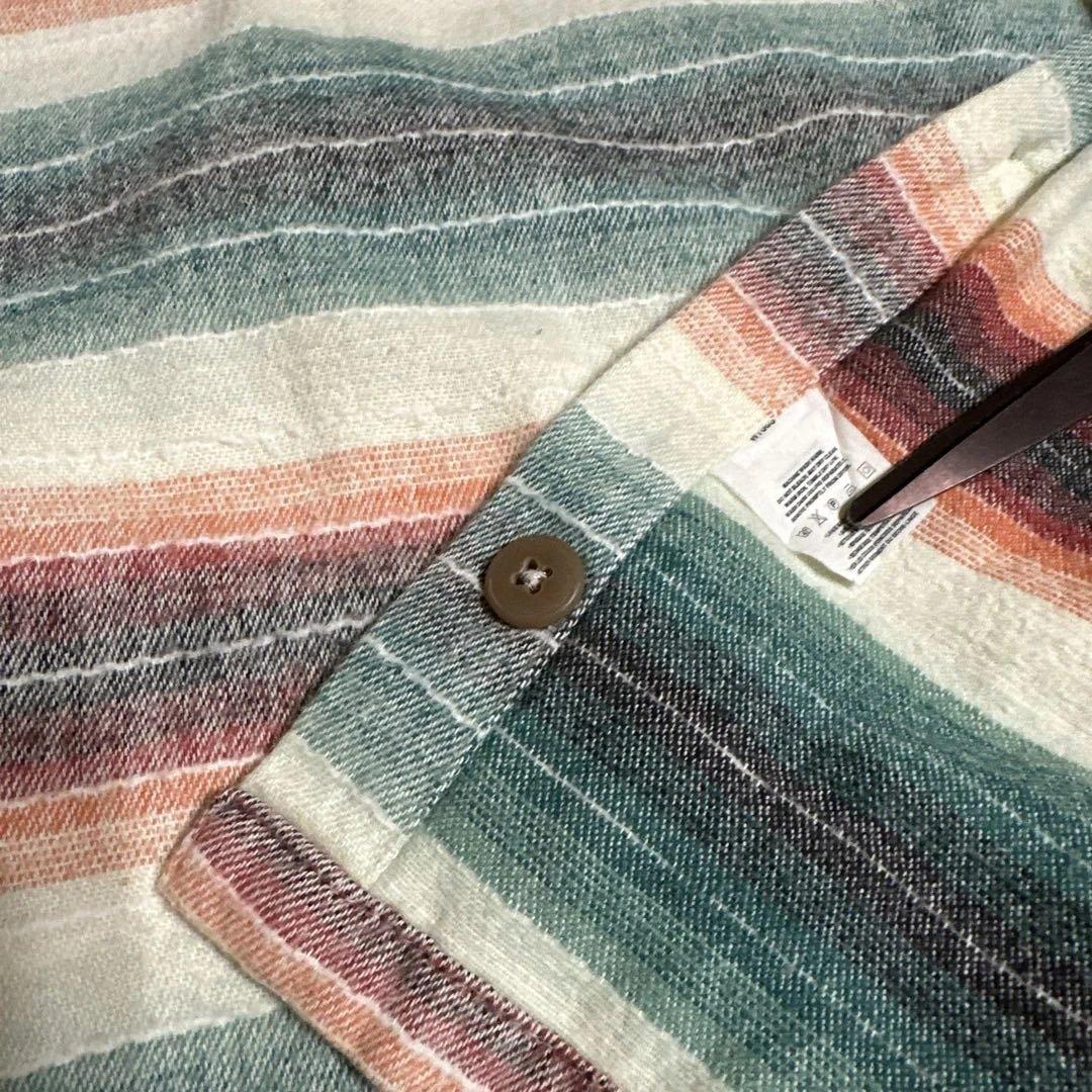 パタゴニア　ストライプ フランネルネルシャツ　サイズL ポルトガル製