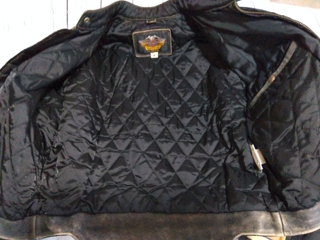 ハーレーダビッドソン　革ジャン　シングルライダース　ナイロン×革　М