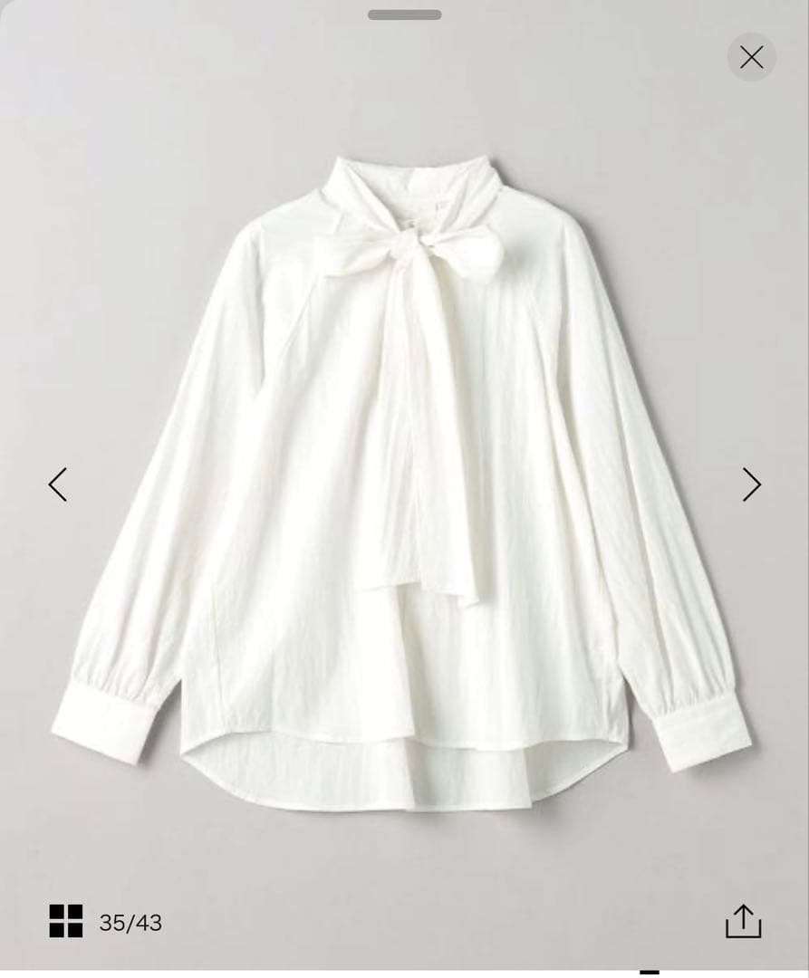 BEAUTY&YOUTHユナイテッドアローズ　ホワイトリボン付き長袖ブラウス