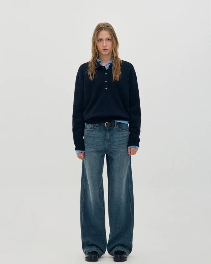 Low classic ブルーワイドレッグデニム