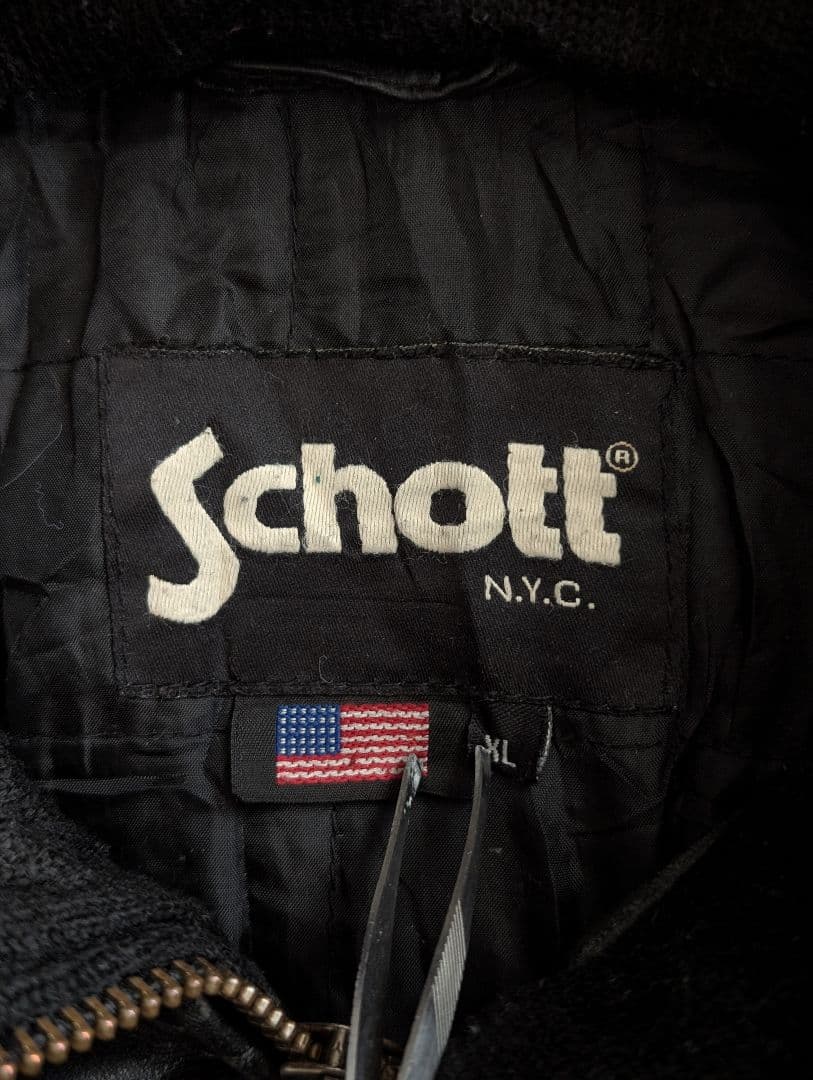 Schott レザージャケット カウハイド USA製 XL ブラック ショット