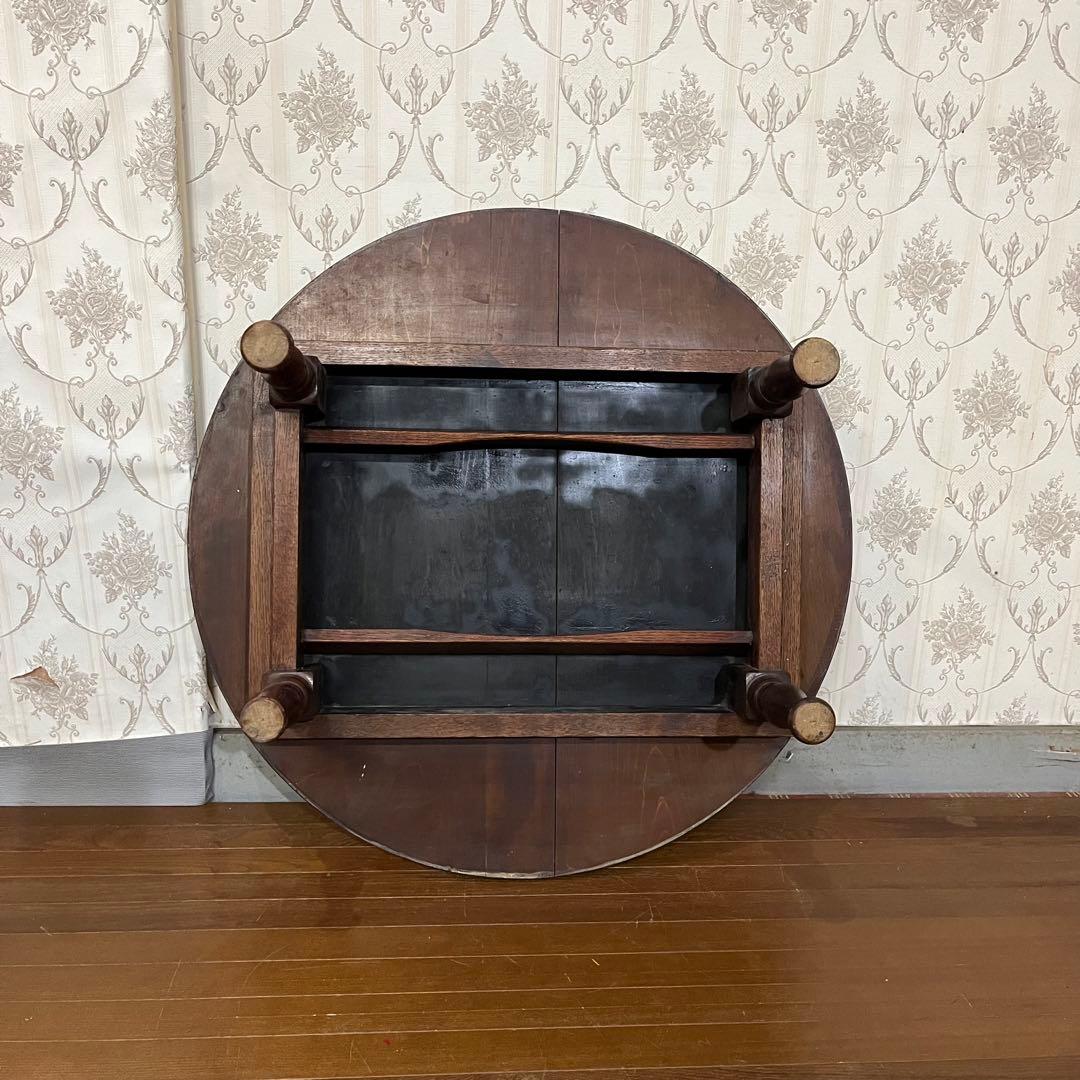 【アンティーク】昭和レトロ 木製 ろくろ脚 折り畳み ちゃぶ台 座卓 古家具