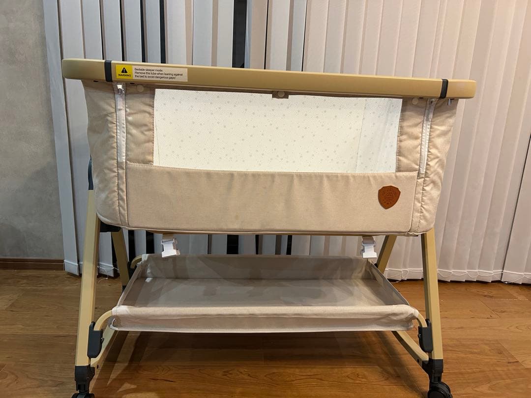 HZDMJ 折りたたみ ベビーベッド ベージュ 蚊帳付き 美品