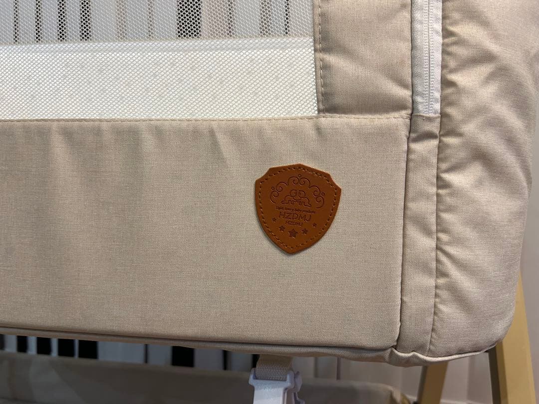 HZDMJ 折りたたみ ベビーベッド ベージュ 蚊帳付き 美品