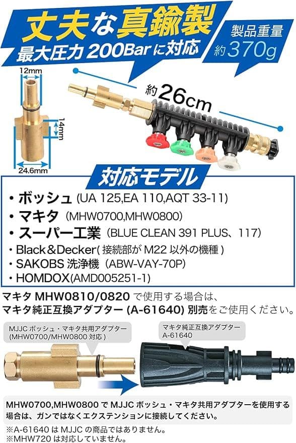高圧洗浄機ガンアダプター 5個スプレーチップ チップ収納タイプ