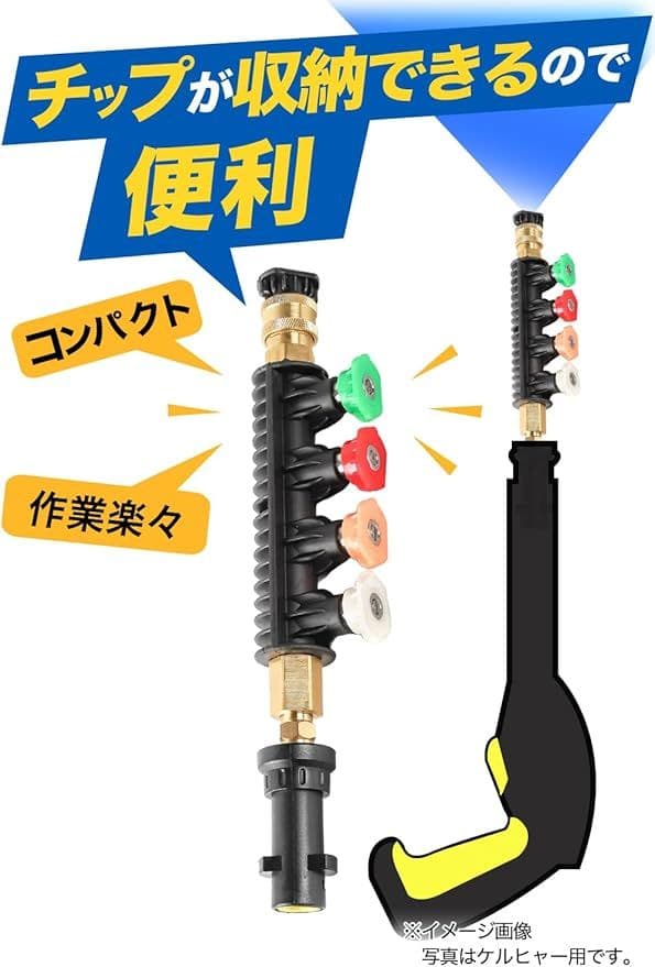 高圧洗浄機ガンアダプター 5個スプレーチップ チップ収納タイプ