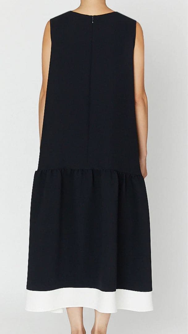 YOKO CHAN ヘムフレアドレス【ネイビー×ホワイト】