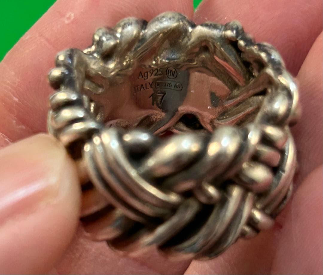 Bottega Veneta シルバー925 イントレチャートリング17号