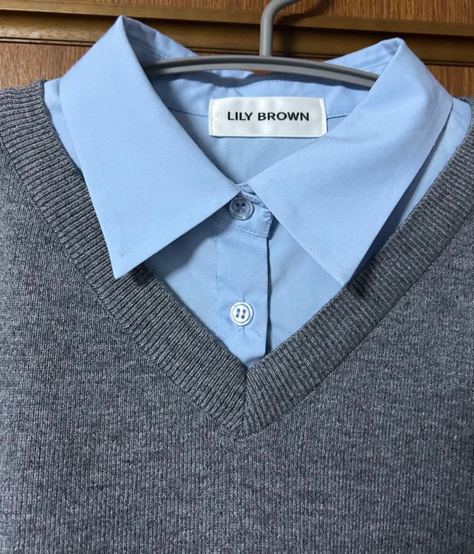 お値下げ‼️LILY BROWN シャツドッキングフリルミニワンピース