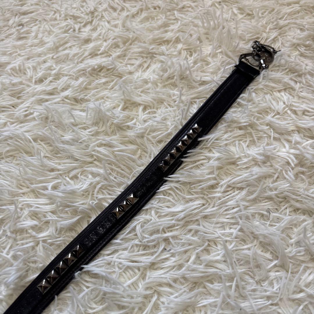 Roen ロエン スカル 髑髏 ドクロ　スタッズ レザー ベルト 黒 激レア☆