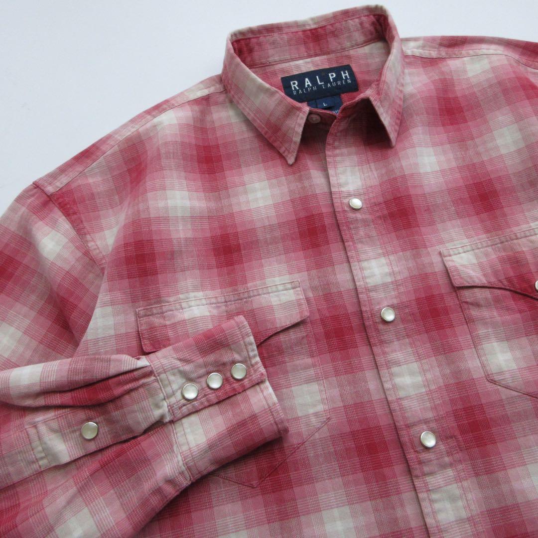 ひげさま専用80s ラルフローレン オンブレ シャドーチェック ウエスタンシャツ