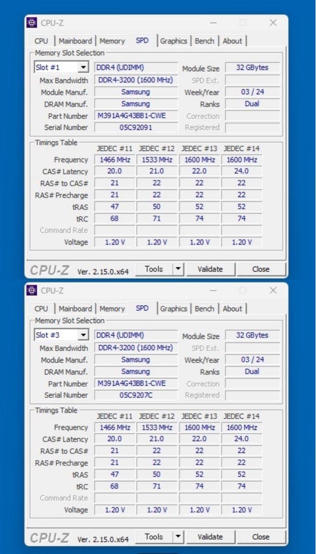 サーバ／ワークステーション用メモリ★DDR4 3200 ECC 32GBx2枚