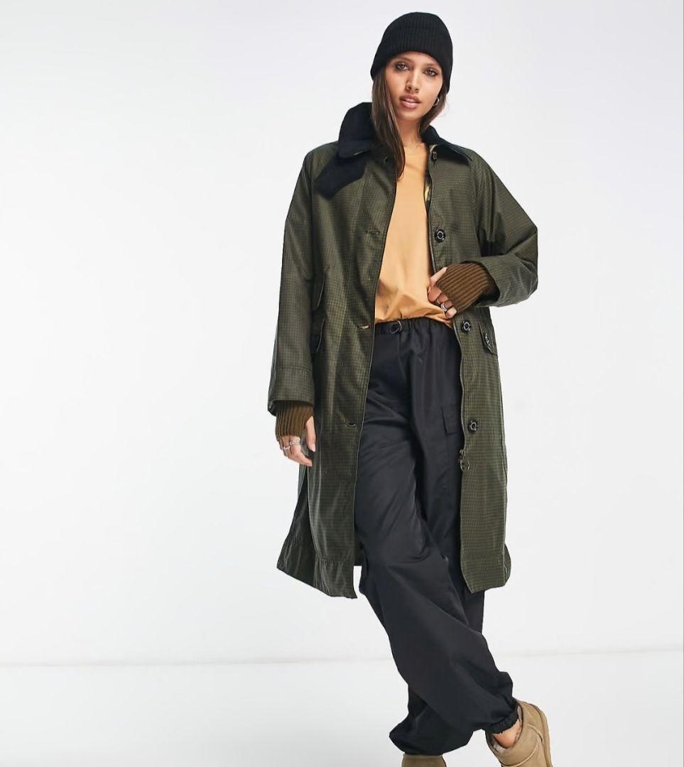 未使用 Barbour オイルド コート BURWICK WAX 千鳥柄