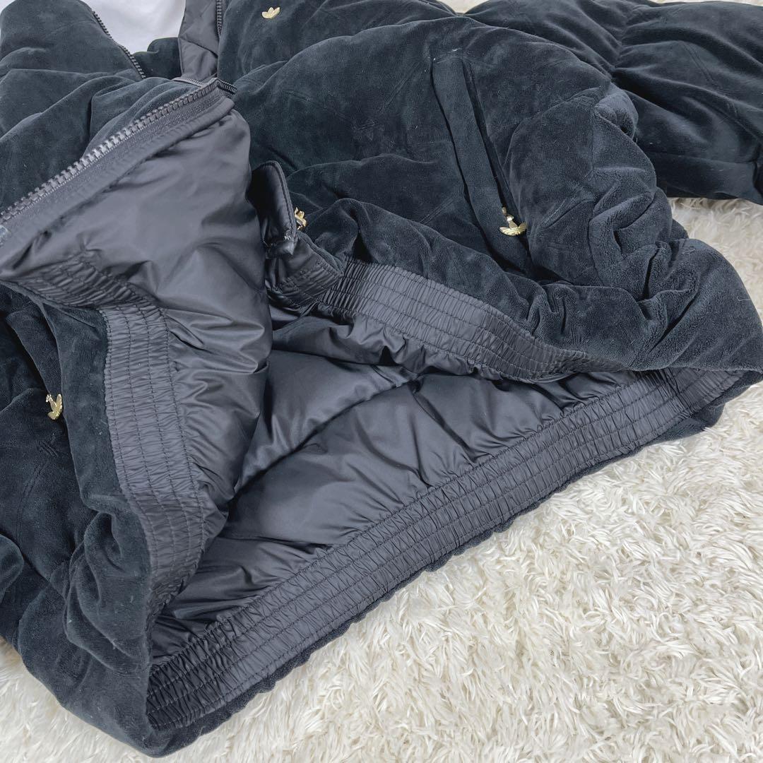 美品 adidas アディダス ダウン ジャケット ベロア金ロゴ　S