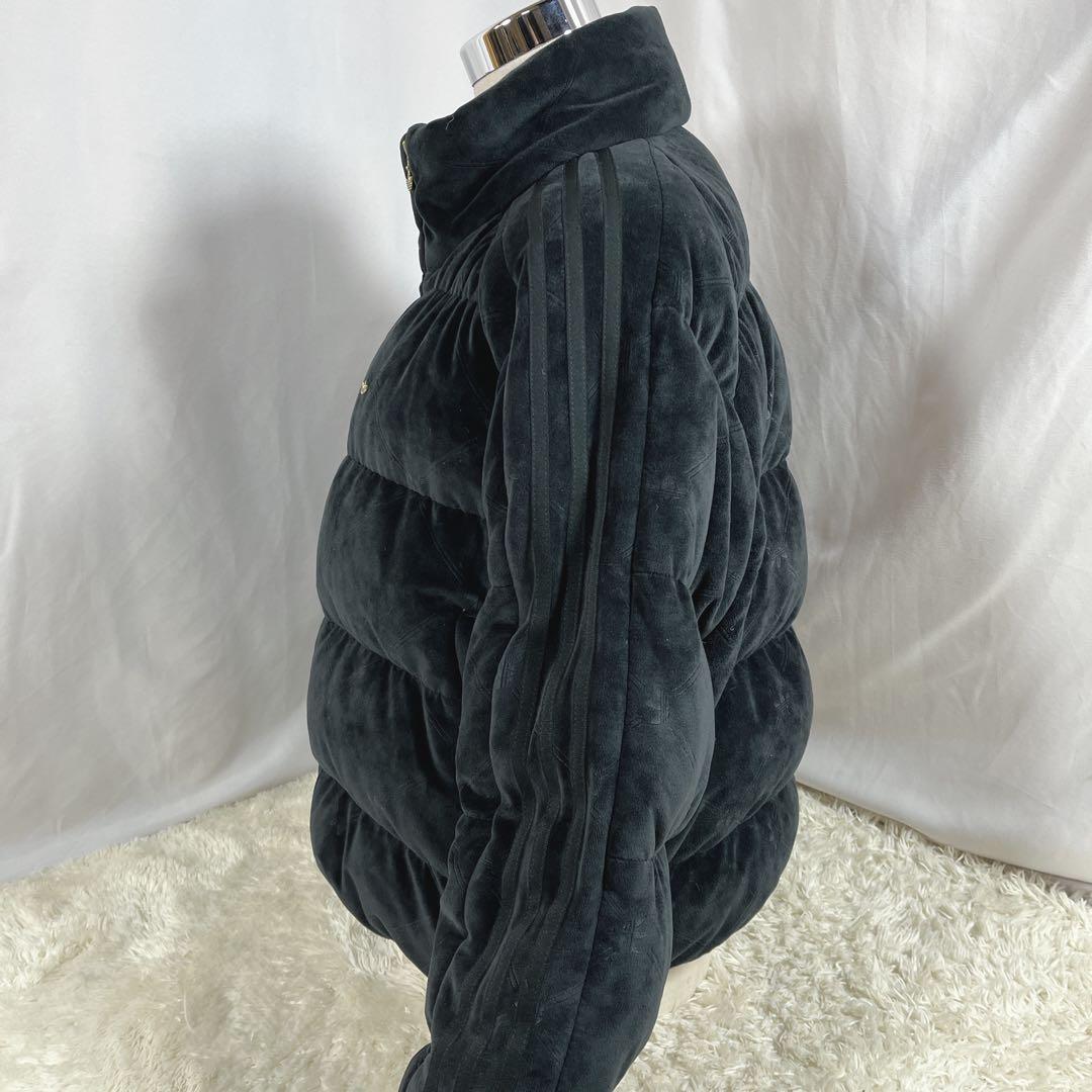 美品 adidas アディダス ダウン ジャケット ベロア金ロゴ　S