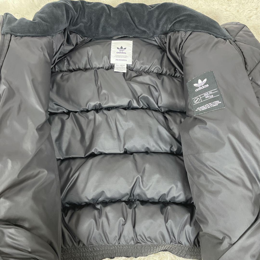 美品 adidas アディダス ダウン ジャケット ベロア金ロゴ　S