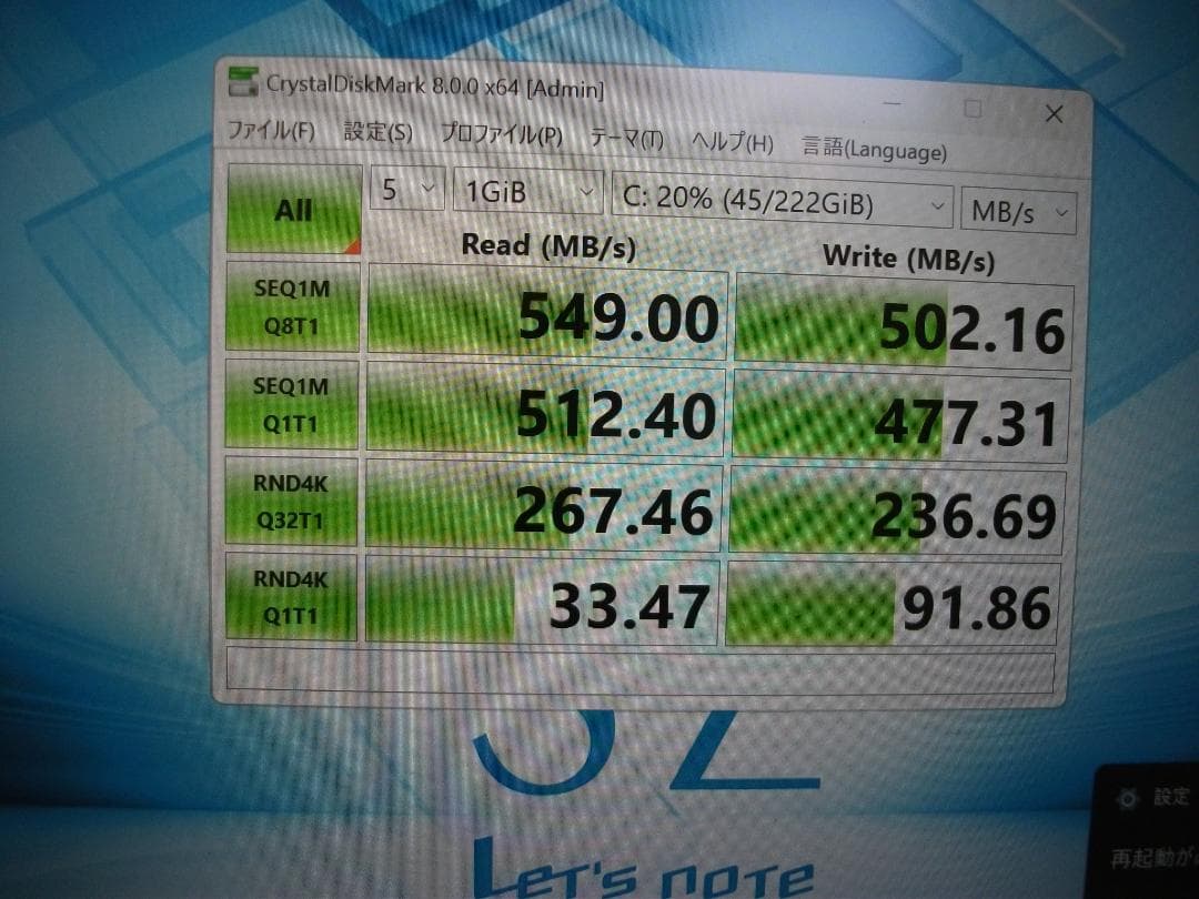 Windowsノート本体 Win11 Let'snote CF-SZ6/8GB+SSD256(524)