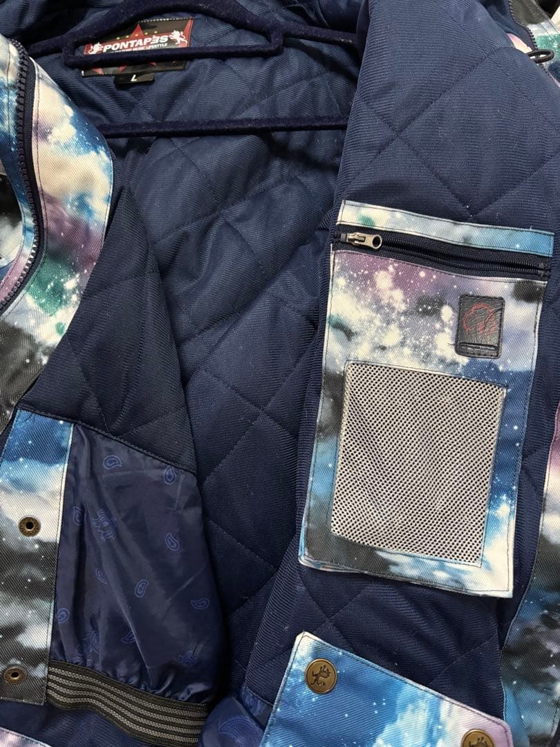 美品　PONTAPESポンタペス　スノボ　上下セット　ジャケットパンツ　宇宙柄L