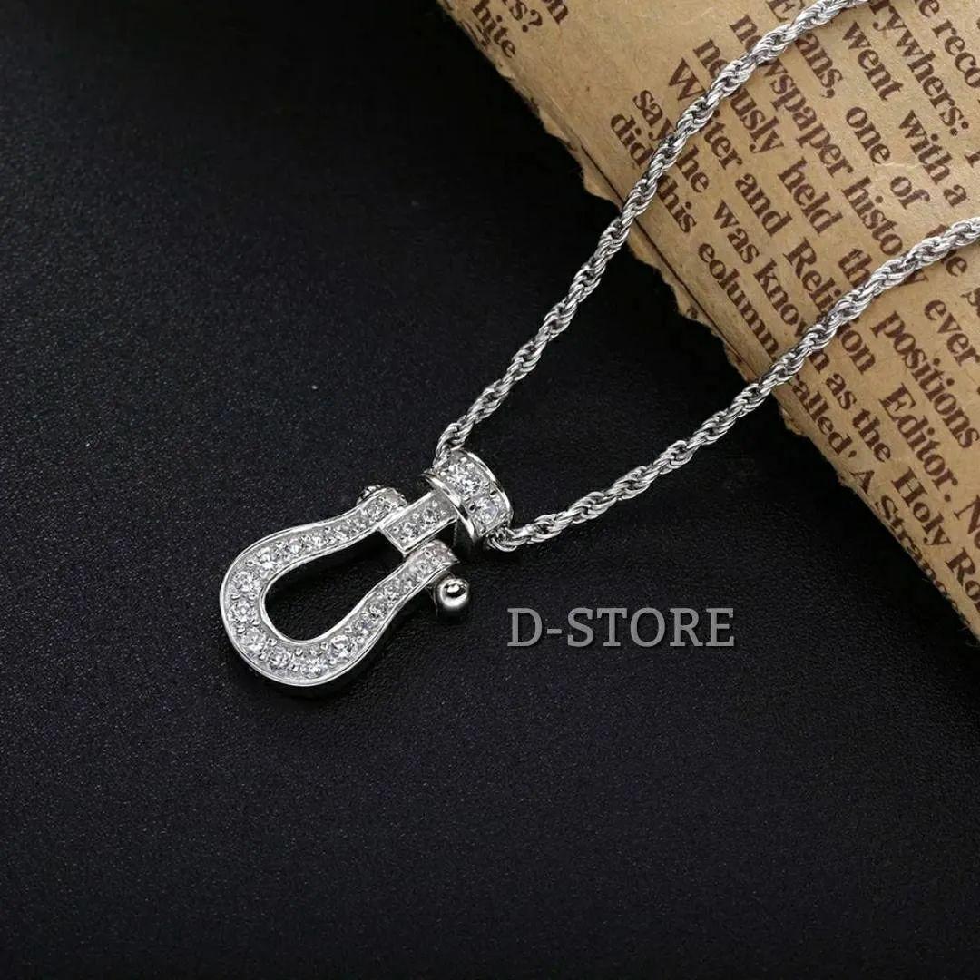 D-STORE ホースシューネックレス シルバー925 CZダイヤモンド 馬蹄型