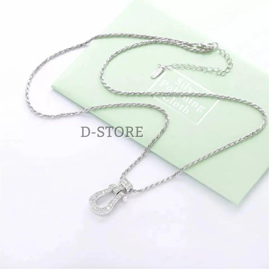 D-STORE ホースシューネックレス シルバー925 CZダイヤモンド 馬蹄型