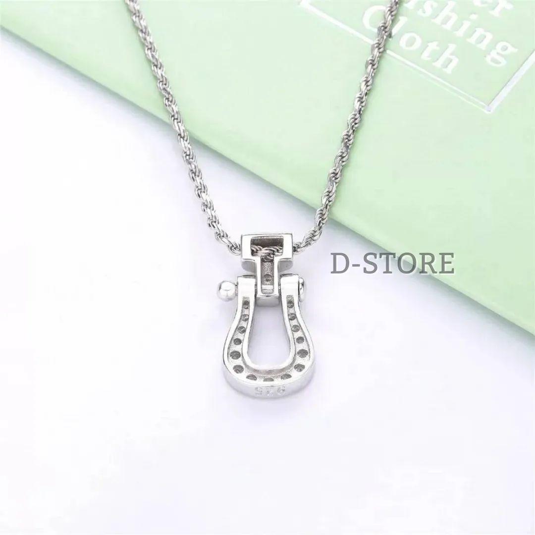 D-STORE ホースシューネックレス シルバー925 CZダイヤモンド 馬蹄型