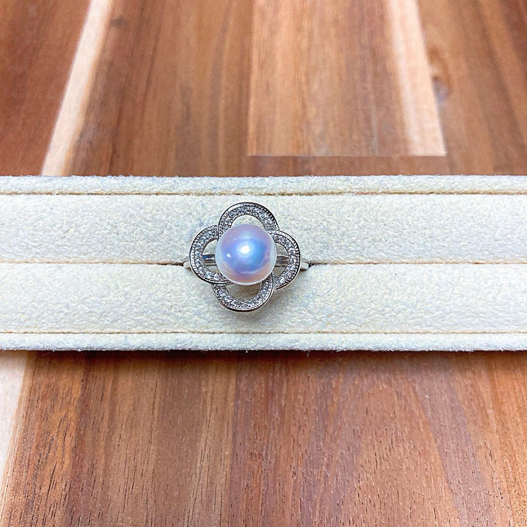 【新品百貨店商品／総本店】2183天女級アコヤ真珠フリーリング最強珠を付けました