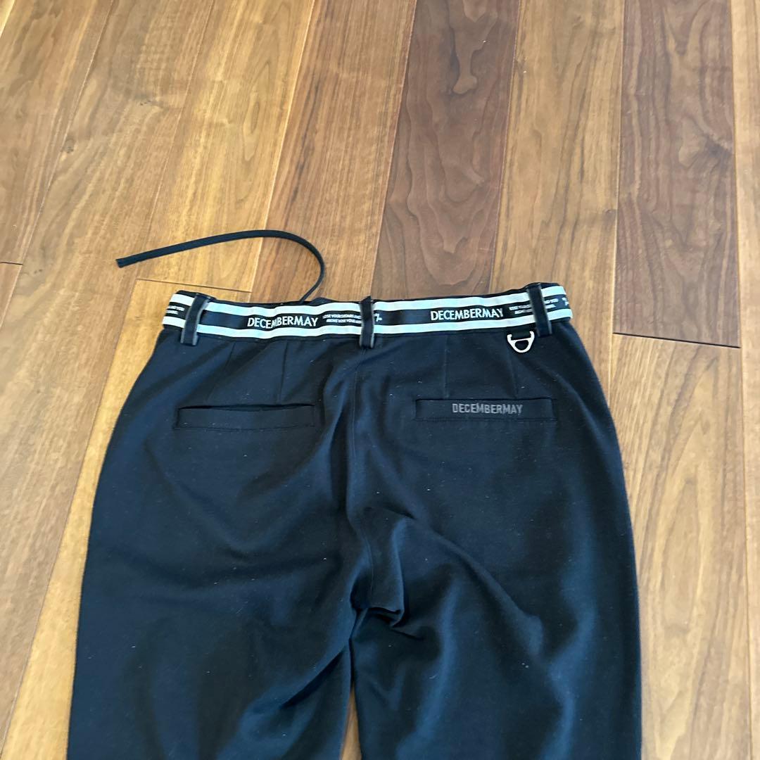 DECEMBERMAY ストレートレッグパンツ ブラック/ネオンイエロー