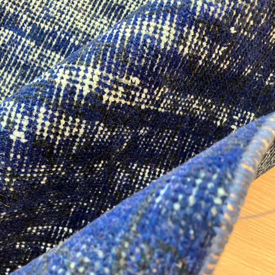 オーバーダイ109×205 デニム　グラデーションブルー　トルコヴィンテージラグ