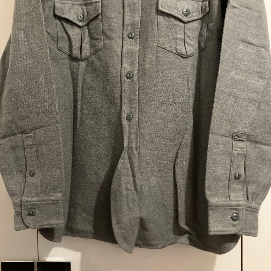 アットラスト 厚手コットン長袖シャツ 16 1/2 オリーブ系