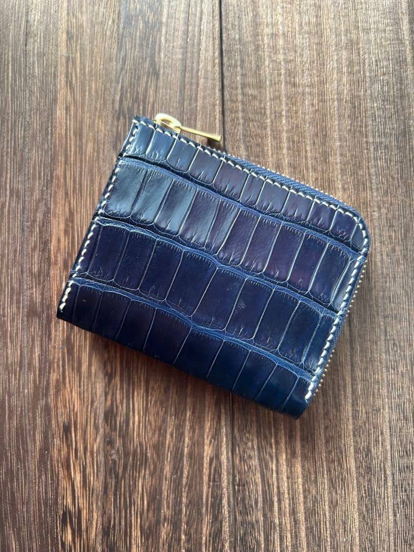 ダイチャンスページ　クロコダイル　藍染　コンパクトウォレット