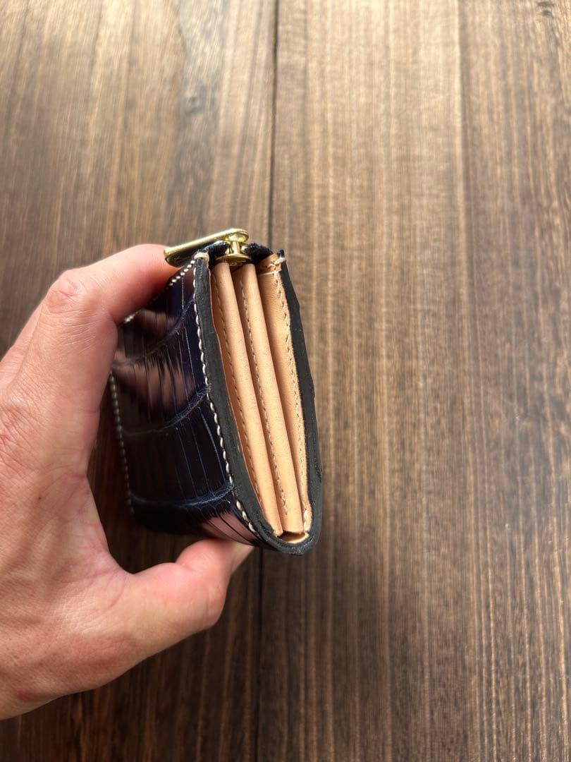 ダイチャンスページ　クロコダイル　藍染　コンパクトウォレット