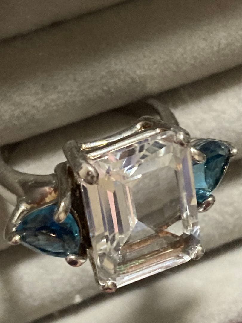 ト*ー様 【超爆安】ロンドンブルートパーズ ホワイトトパーズ？ リング 約22号