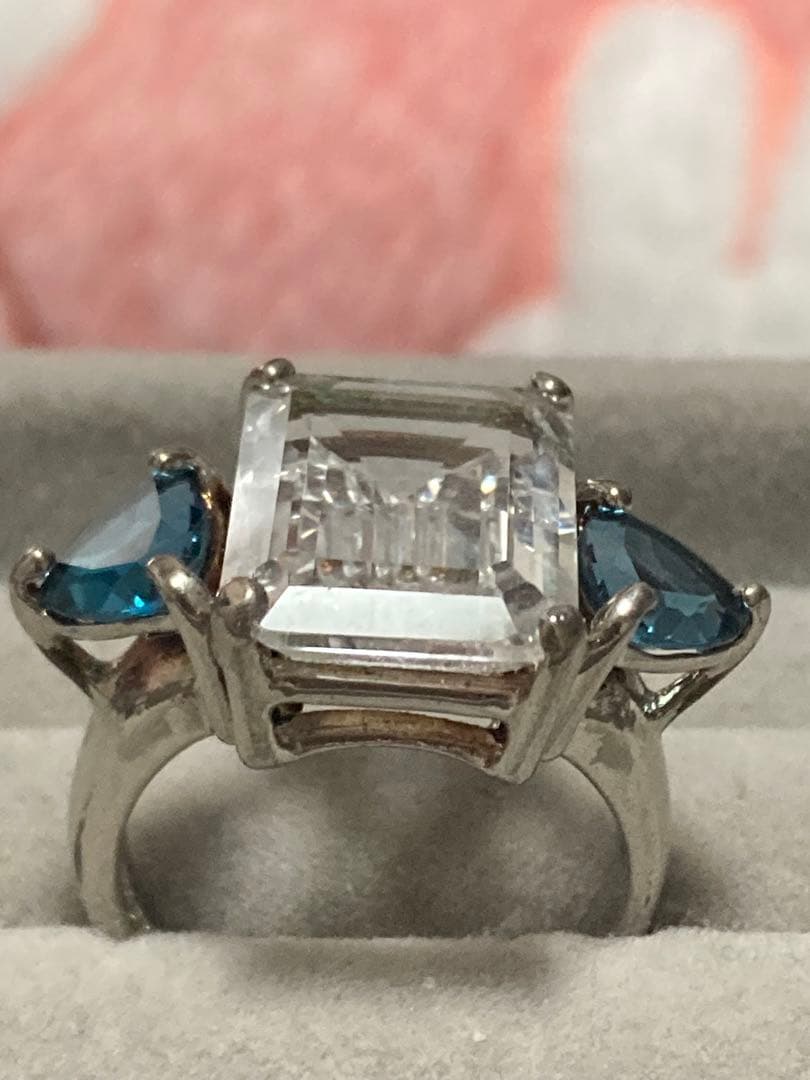 ト*ー様 【超爆安】ロンドンブルートパーズ ホワイトトパーズ？ リング 約22号