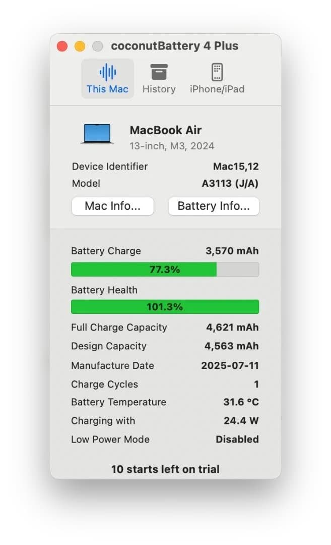 【美品】MacBook Air M3 13インチ 16GB/512GB US配列