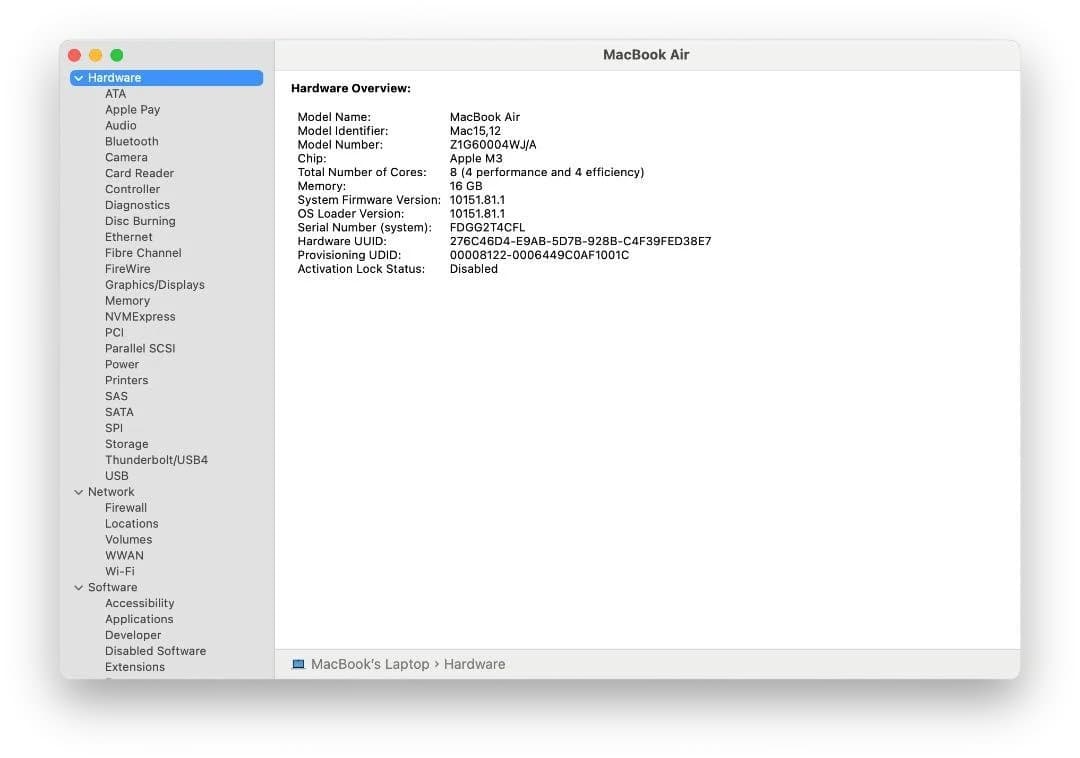【美品】MacBook Air M3 13インチ 16GB/512GB US配列
