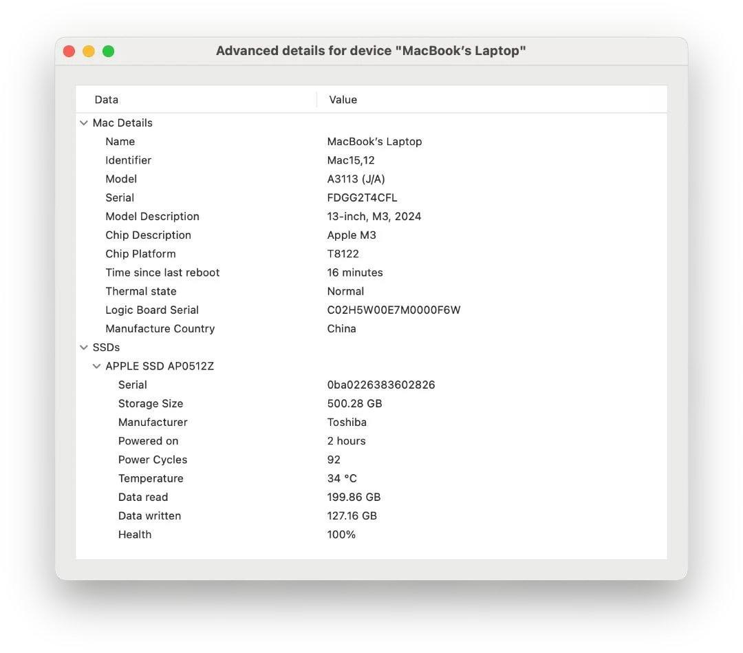【美品】MacBook Air M3 13インチ 16GB/512GB US配列