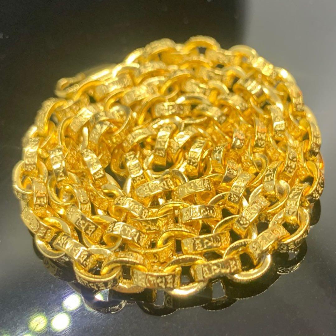 梵字彫 22k仕上げ ペーパーチェーン ロープチェーン ゴールド ネックレス