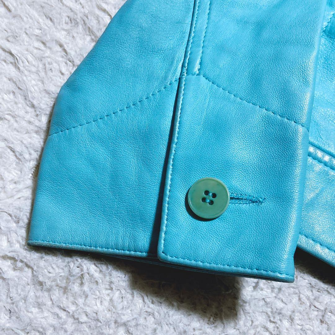 希少⭐️カルバンクライン　レザージャケット　シングル　90s〜00s 水色　S