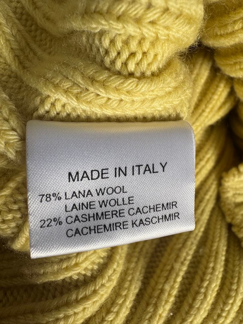 HERMES リブ編みハーフジップニット L